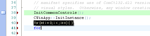 Code Hints. Editor suggest suitable template