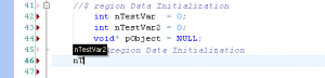Code Hints. Editor suggest keyword, the inverse color indicates that more then one suggestion available